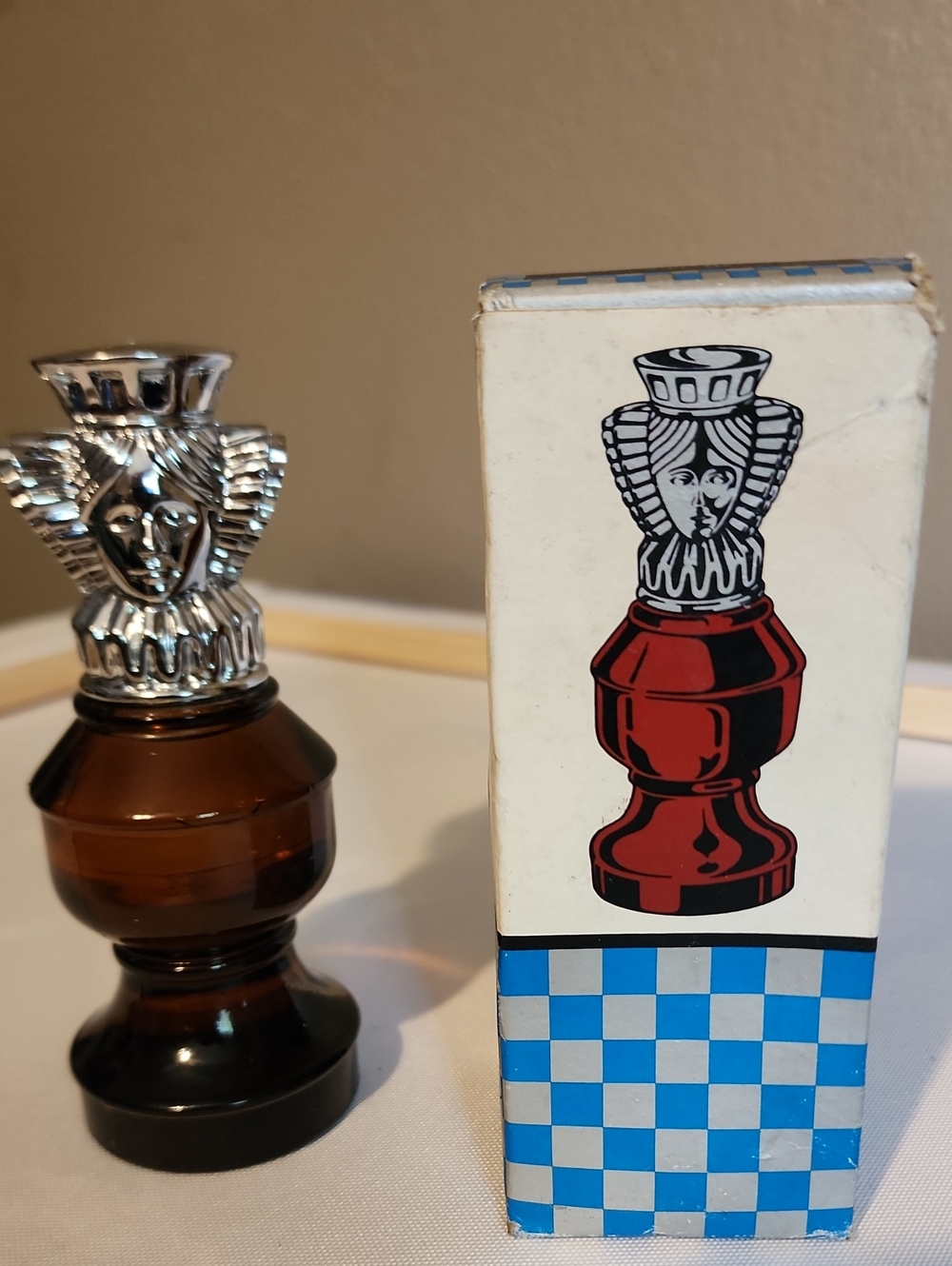 Vintage 1970s Avon "The Queen" Chess Decanter - Tai Winds After Shave -